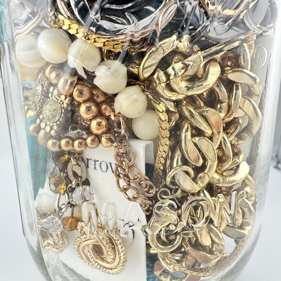2lb 11oz Jewelry Jar Vintage to Modern Necklaces Bracelets Earrings Mixed Lot - Picture 5 of 9